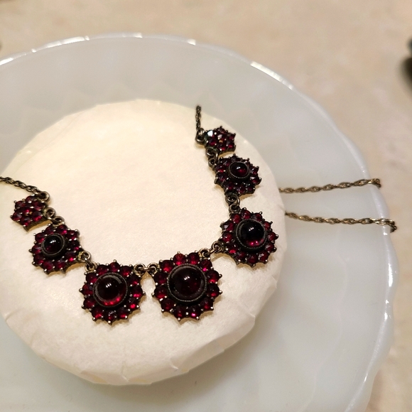 10k gold plated garnet vintage necklace - Picture 1 of 5